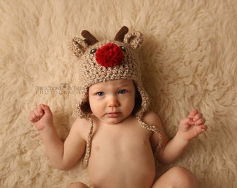 Reindeer Hat, Toddler Hat, Baby Christmas Hat, Newborn Reindeer Hat, Baby Reindeer, Newborn Photo Prop, Holiday Hat, Christmas Gift