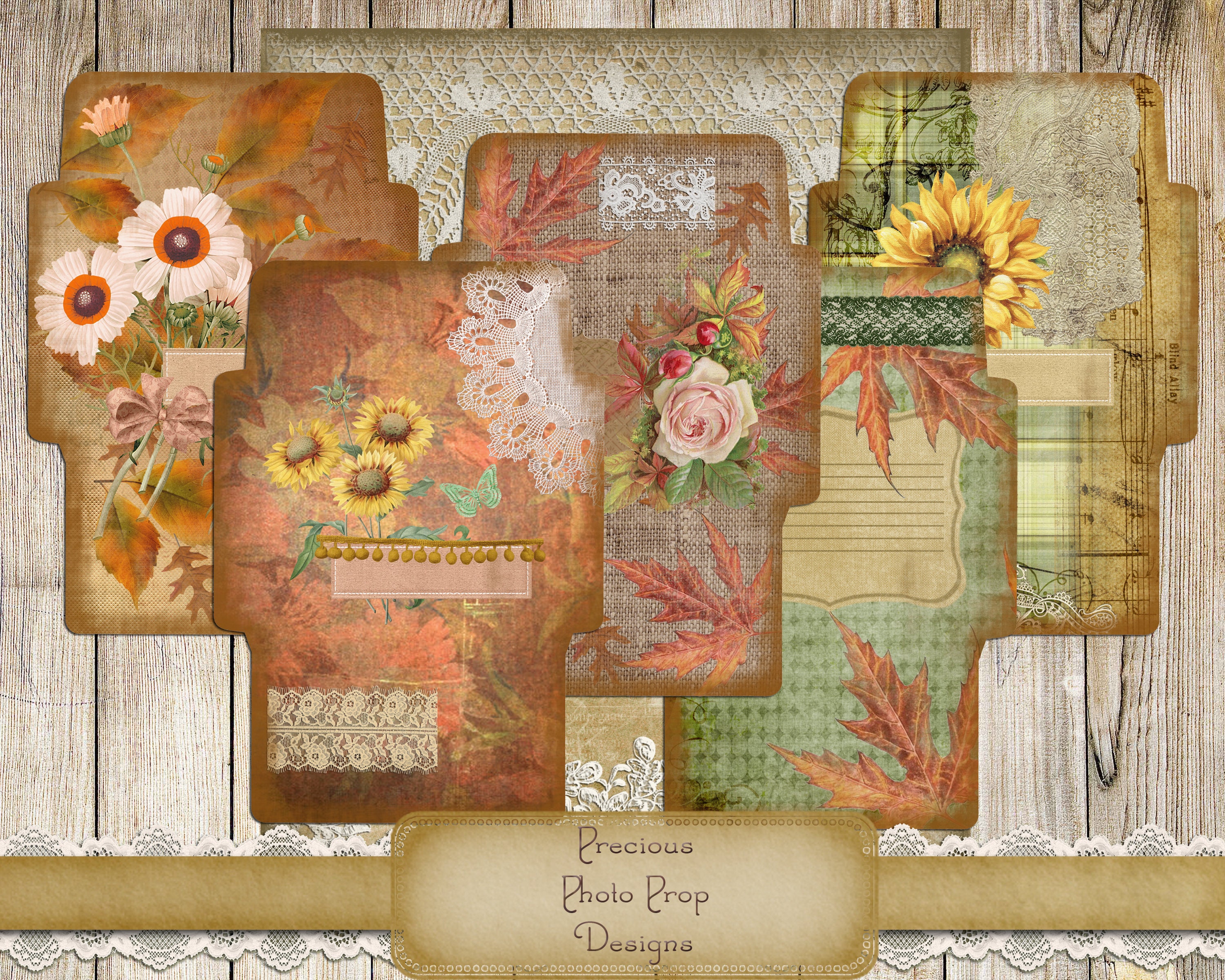 Fall Digital Envelopes Vintage Printable Kit for Junk Journals Planners ...