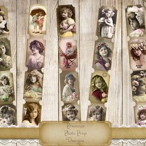 Vintage Children Ephemera Tickets Printable for Junk Journals Planers and Scrapbooks, Antique Tickets Strips Victorian Child Ephemera Photos