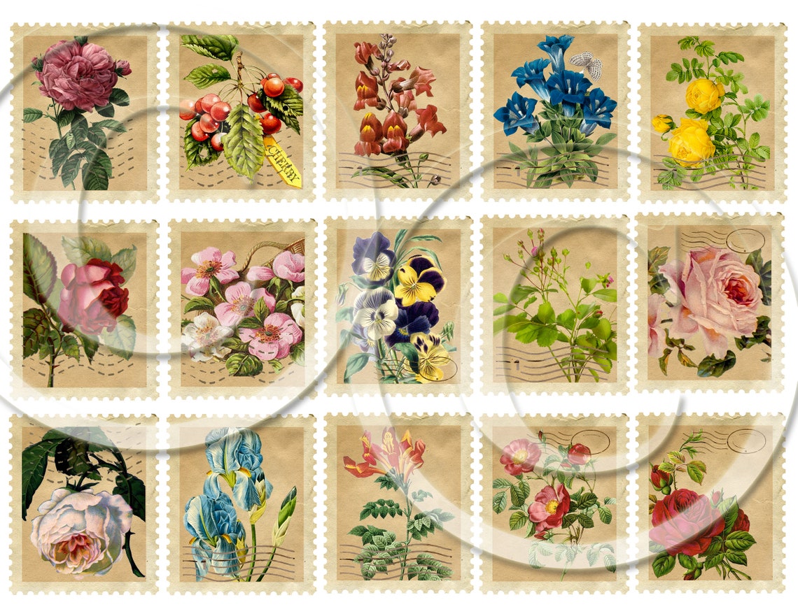 Vintage Ephemera Printable for Junk Journals, Vintage Postal Stamps ...