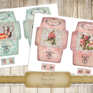 Vintage Teabag sobres kit imprimible para los planificadores de basura planificadores, tiempo de té efemera pequeños sobres Jardín Cottage Collage París