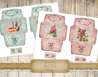 Vintage Teabag Envelopes Printable Kit for Junk Journals Planners Scrapbooks, Tea Time Ephemera Small Envelopes Garden Cottage Collage Paris