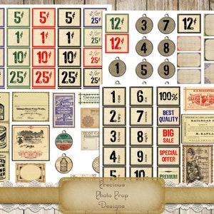 Vintage Small Ephemera Printable for Junk Journals, Digital Vintage  Labels Ads Tags Numbers Tickets for Scrapbook Planner Download Print