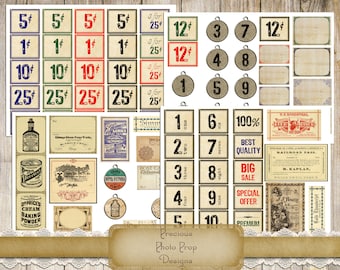 Vintage Small Ephemera Printable for Junk Journals, Digital Vintage  Labels Ads Tags Numbers Tickets for Scrapbook Planner Download Print