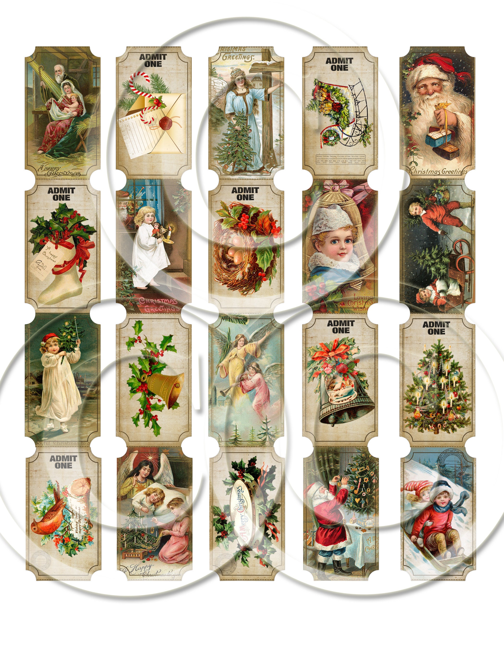 Vintage Christmas Tickets Ephemera Printable for Junk Journals - Etsy