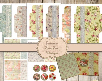 Digital Envelopes Vintage Floral Printable Kit for Junk Journals Planners Scrapbooks, Ephemera Kit Envelopes and Note Cards, Country Shabby