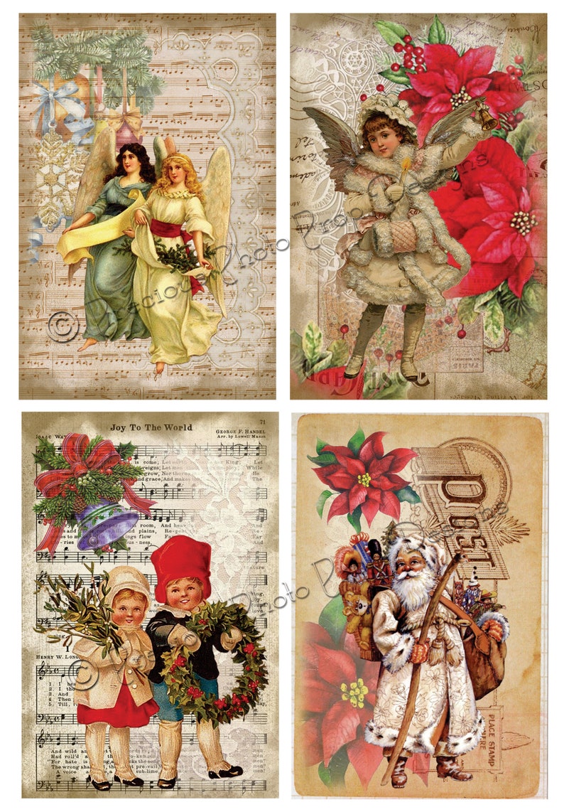 Vintage Christmas Journaling Cards - Digital Download, Junk Journal ...