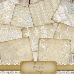 Vintage Lace Collage Paper Kit Printable for Junk Journals Notebooks Scrapbook Paper, Digital 8.5 x 11 inch Printable Antique Lace Scraps