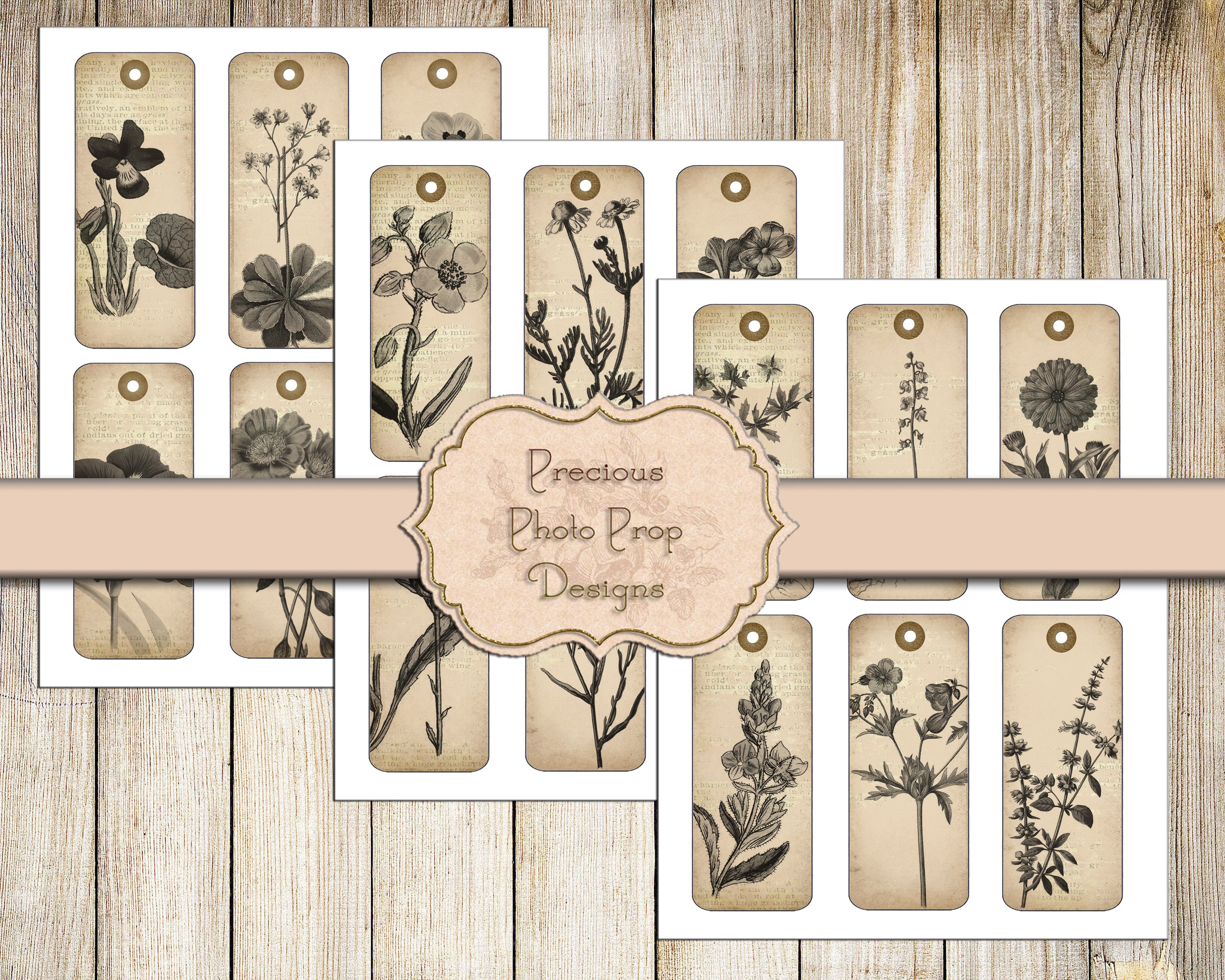Vintage Botanical Ephemera Printable for Junk Journals, Digital Floral ...