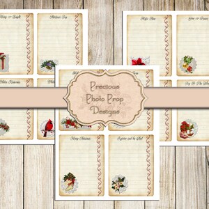 Carta nota di Natale vintage Junk Journal, Schede diario di Natale digitale per riviste Planners Scrapbook, Saluti, Foderato