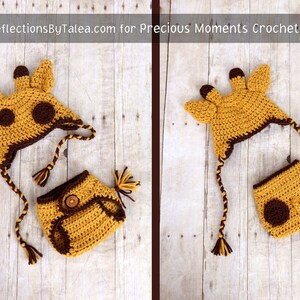 Newborn Giraffe Hat and Diaper Cover with Tail, Baby Giraffe Set, Baby Crochet Unique Photo Prop image 4