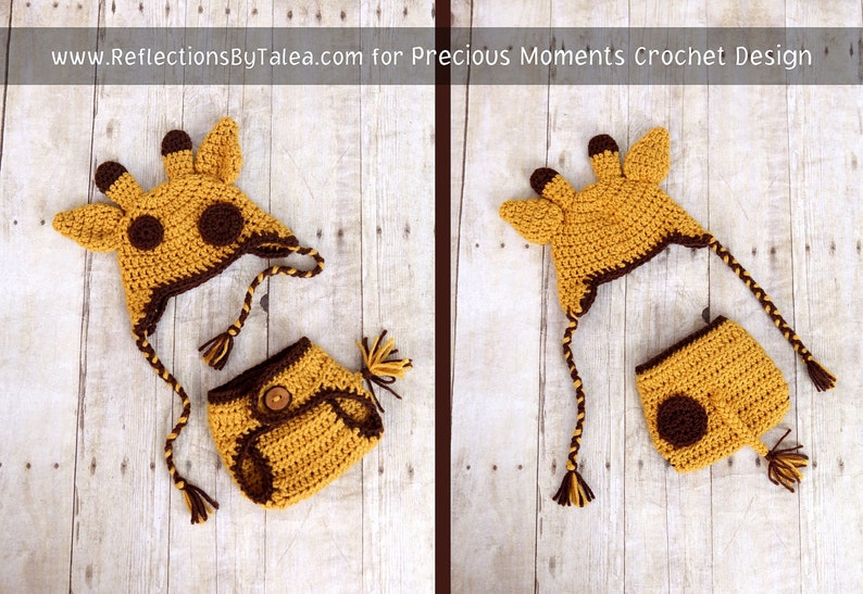 Newborn Giraffe Hat and Diaper Cover with Tail, Baby Giraffe Set, Baby Crochet Unique Photo Prop image 4