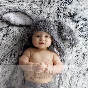 Baby Bunny Hat with Floppy Ears Newborn Crochet PHOTO PROP image 1