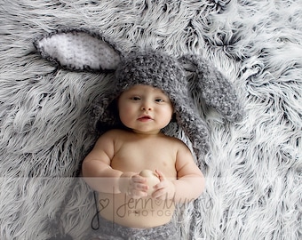 Baby Bunny Hat with Floppy Ears Newborn Crochet PHOTO PROP