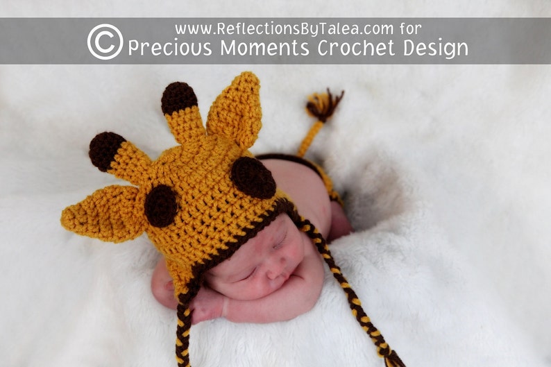 Newborn Giraffe Hat and Diaper Cover with Tail, Baby Giraffe Set, Baby Crochet Unique Photo Prop image 5