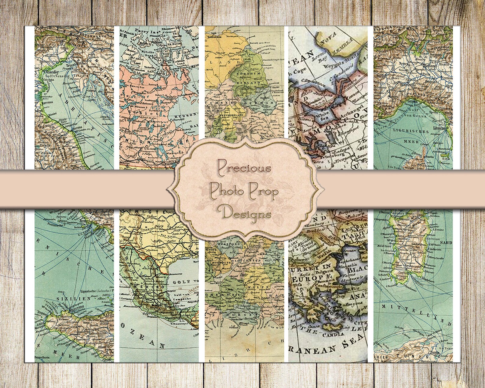 Vintage Printable Rip Strips for Junk Journals, Vintage Maps Border ...