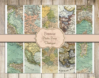 Vintage Printable Rip Strips for Junk Journals, Vintage Maps Border Washi Tape Digital Scrapbook Download, Antique Maps Travel Ephemera