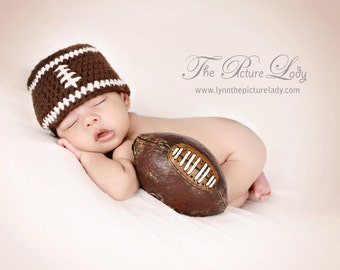 Newborn Football Hat, Baby Football Beanie, Sports Crochet Photo Prop for Baby Boy, Fall or Winter Hat