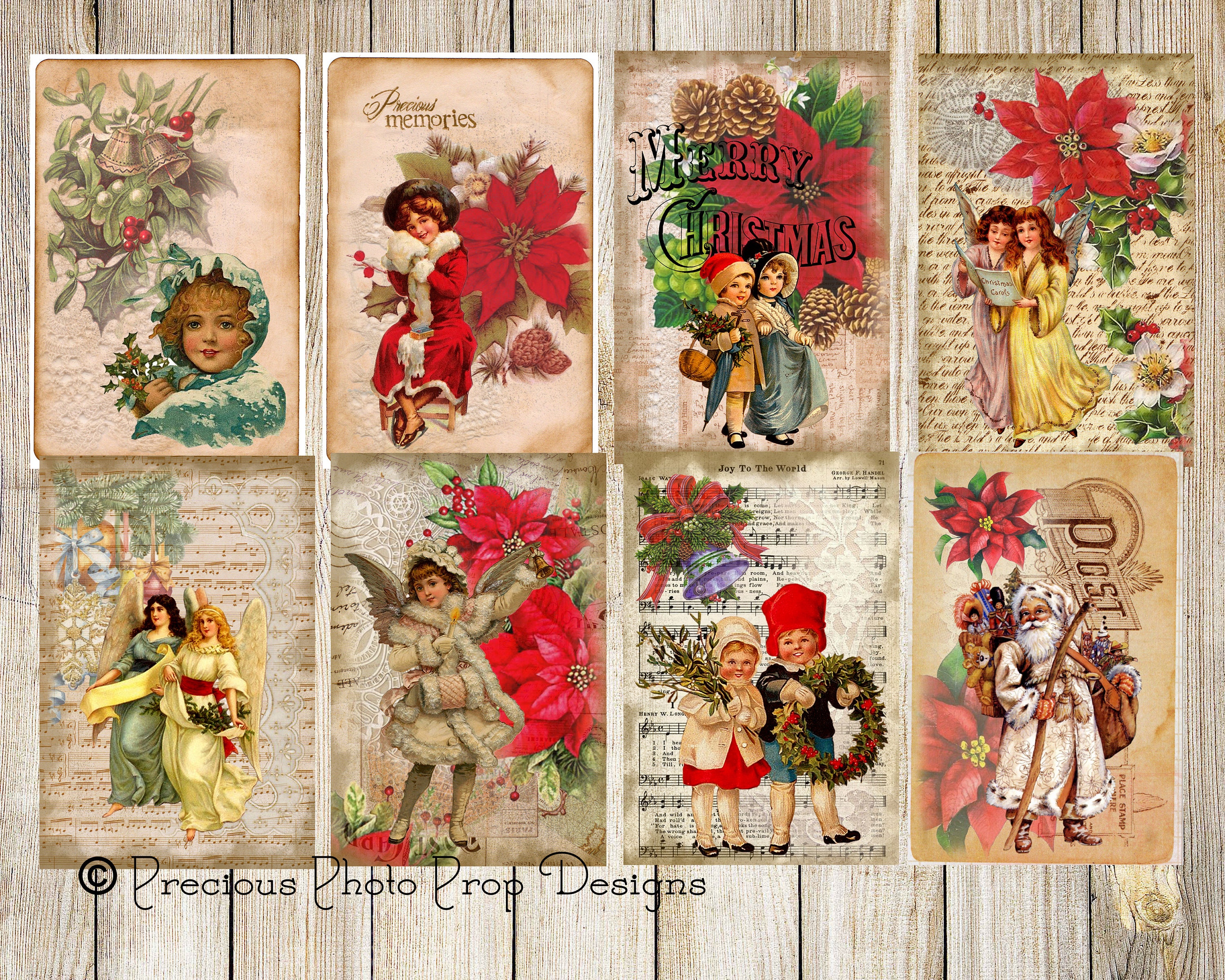 Vintage Christmas Journaling Cards - Digital Download, Junk Journal ...