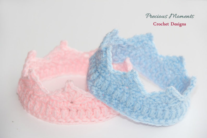 Newborn Crown, Crochet Crown, Baby Crown, Newborn Girl Crown, Newborn Boy Crown, Newborn Photo Prop, Prince, Princess, Pink, Blue image 5