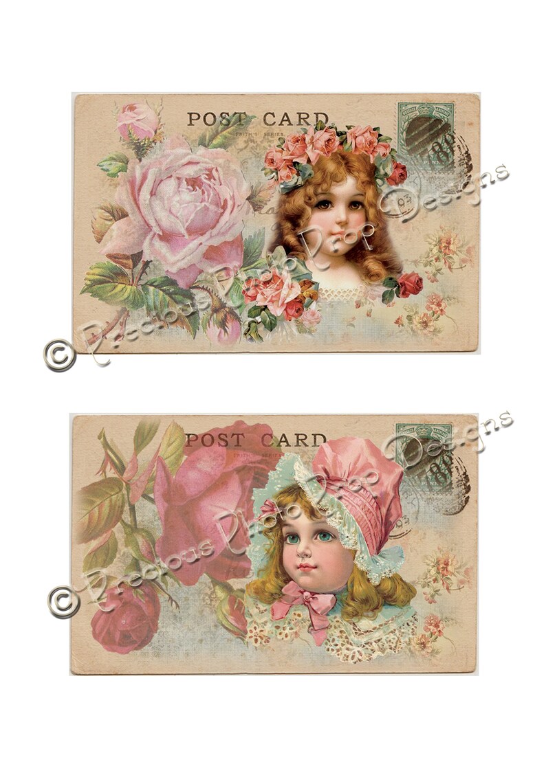 Junk Journal Printable Vintage Children Postcards for | Etsy