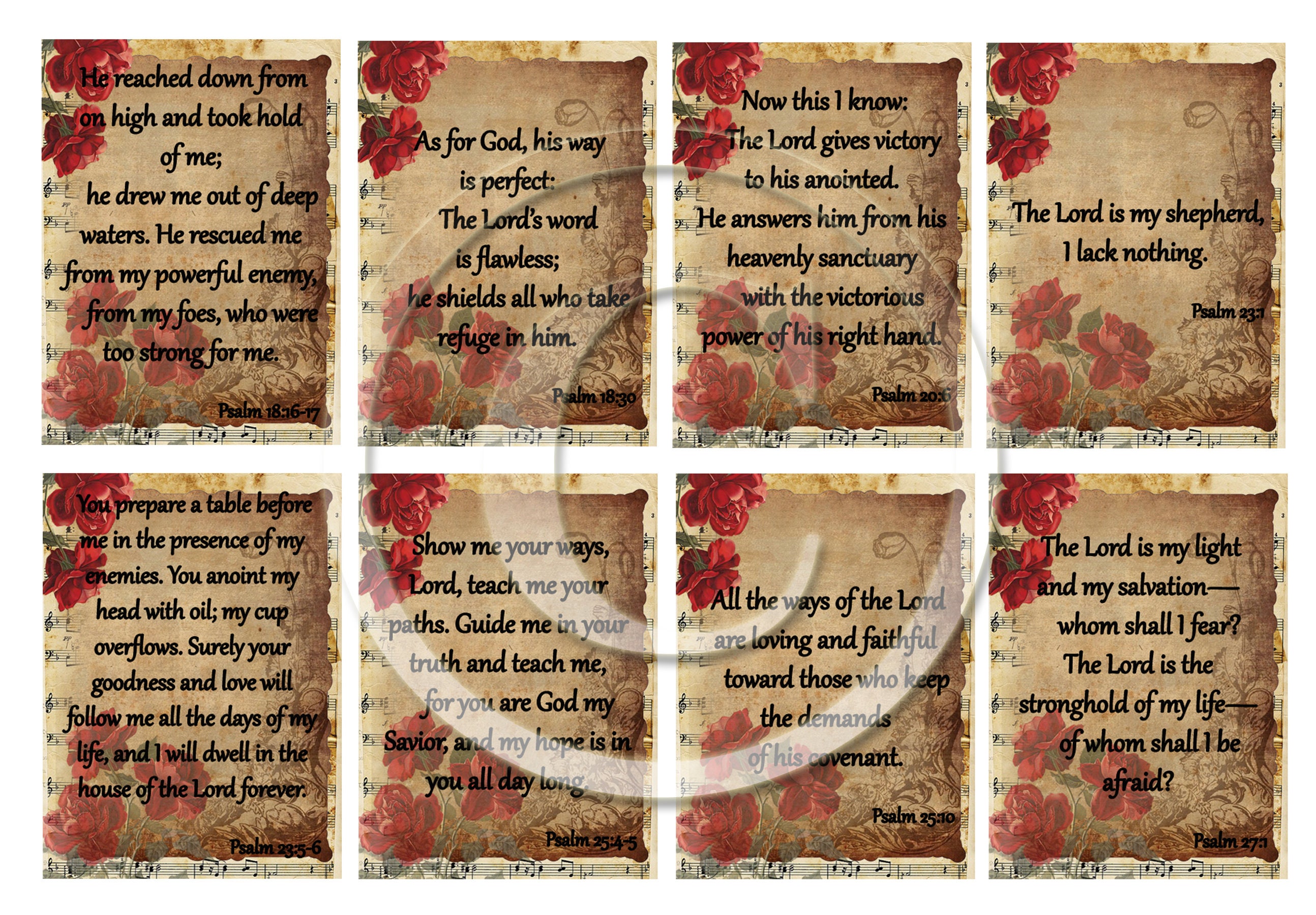 Printable Bible Scripture Psalms Cards, Set of 32 Bible Verses Cards ...