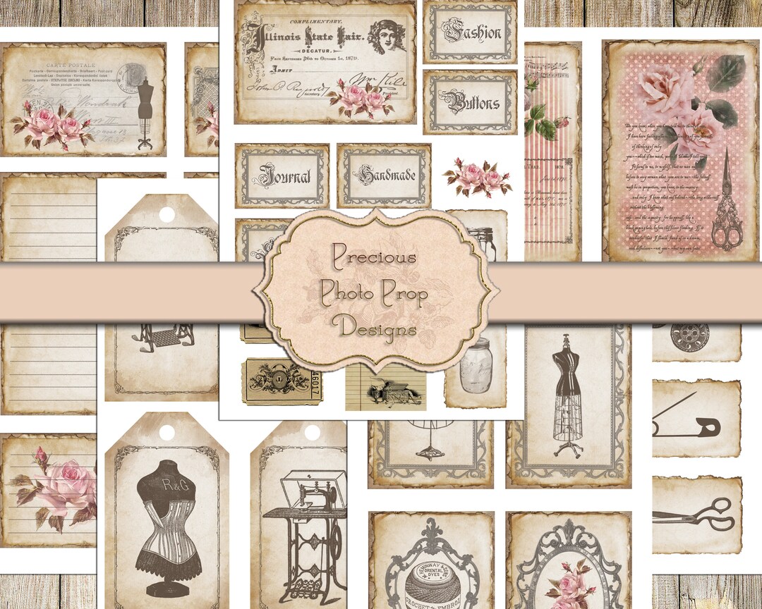 Vintage Sewing Ephemera Kit Printable for Junk Journals Etsy