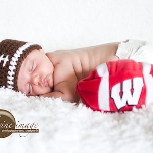 Newborn Football Hat, Baby Football, Crochet Football, Infant Hat, Newborn Photo Prop, Hat for Babies, Sports Fan image 1