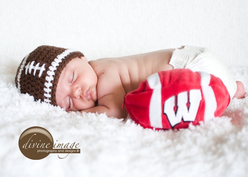 Newborn Football Hat, Baby Football, Crochet Football, Infant Hat, Newborn Photo Prop, Hat for Babies, Sports Fan image 1