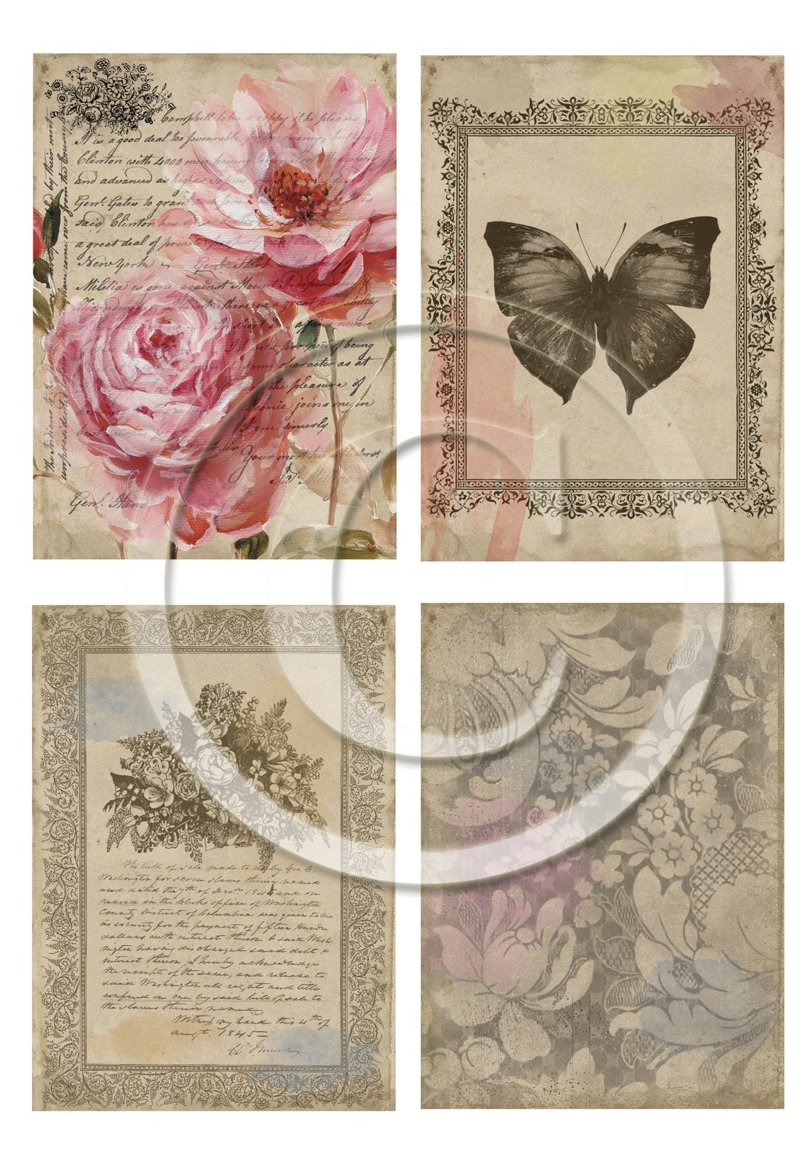 Vintage Ephemera Kit Printable for Junk Journals, Journal Cards Tags ...
