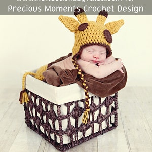 Newborn Giraffe Hat and Diaper Cover with Tail, Baby Giraffe Set, Baby Crochet Unique Photo Prop image 2