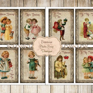 Vintage Valentine Digital Download, Junk Journal Digital Valentine Cards, Journaling Cards Digital Printable, Download for Scrapbook Planner