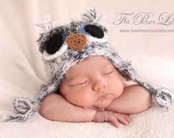 Newborn Owl Hat,  Baby Owl Hat, Baby Boy Owl Hat, Crochet Owl Hat, Baby Crochet Unique Photo Prop