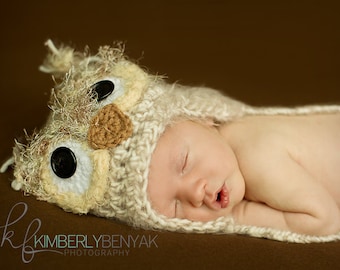 Baby Owl Hat - Soft and Fuzzy Owl Newborn Hat Crochet Baby Hat Photo Prop