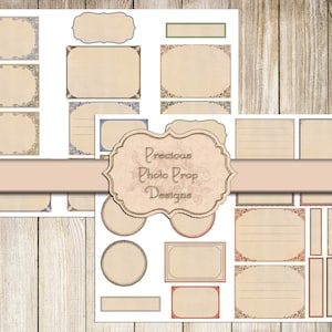 Vintage Blank Labels Ephemera Printable for Junk Journals, Digital Vintage Decorative Border Labels for Scrapbook Planner Download and Print