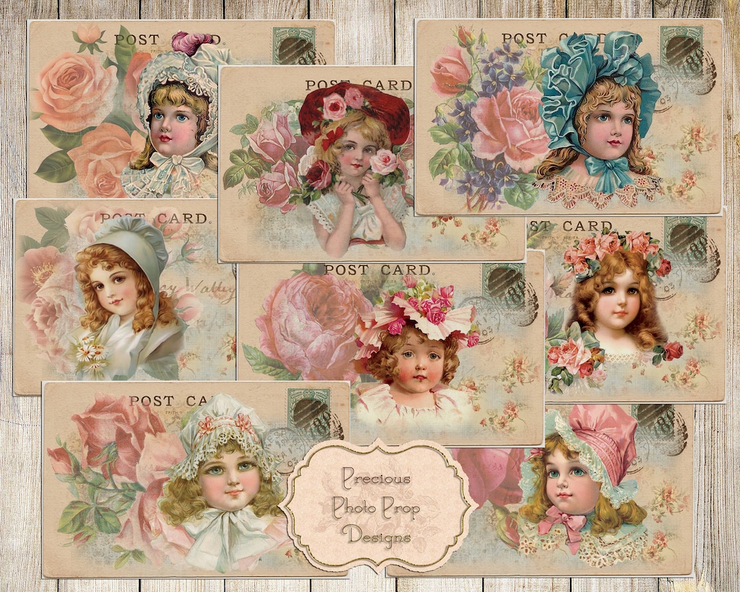 Junk Journal Printable, Vintage Children Postcards for Journals ...