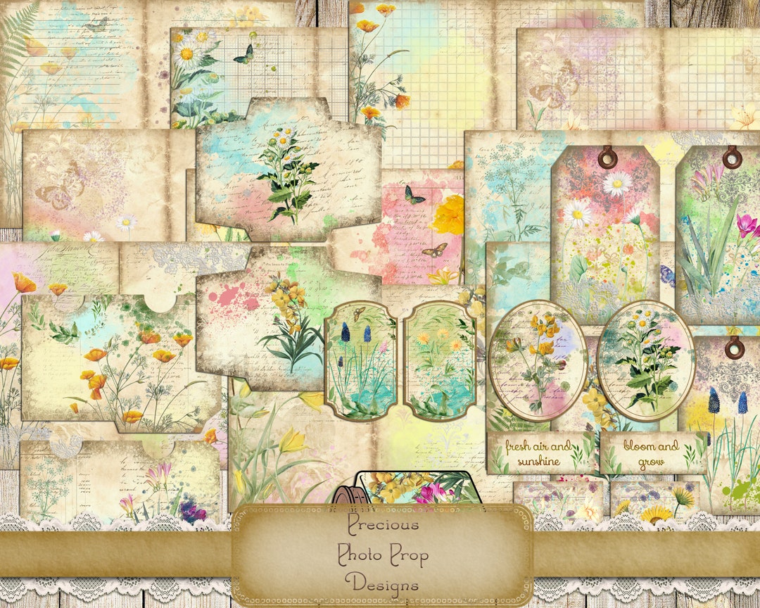 Botanical Spring Ephemera Kit Printable for Junk Journals, Vintage ...