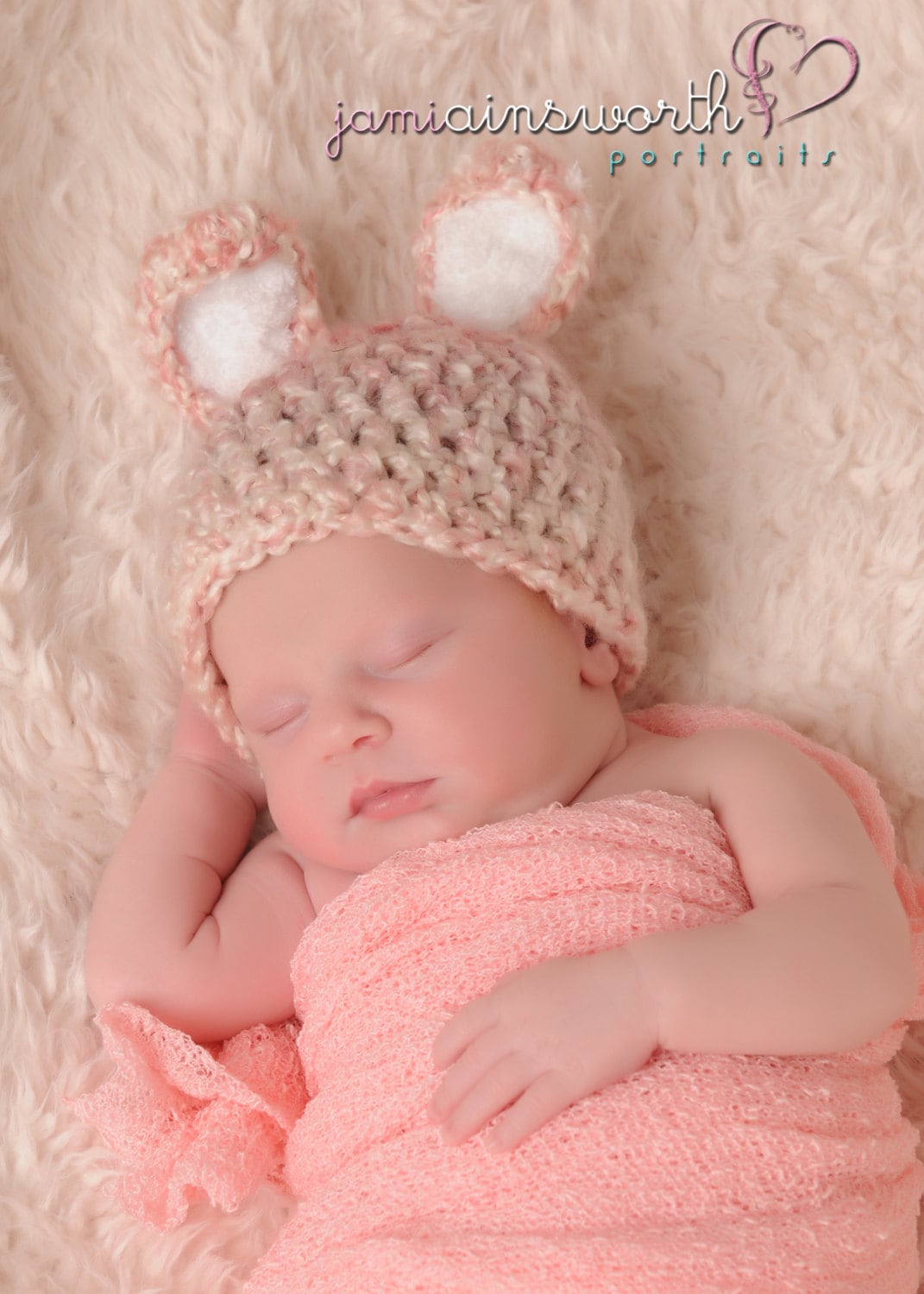 Easter Handmade crochet Oatmeal bunny Bonnet Photo photography prop Newborn