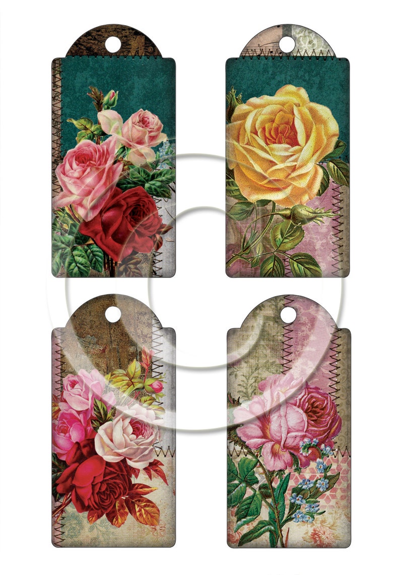 Printable for Junk Journals Vintage Floral Tags , Digital Ephemera ...