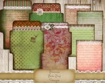 Christmas Envelopes  and Note Cards Printable Kit for Junk Journals Planners Scrapbooks, Digital Vintage Christmas Ephemera Kit Collage