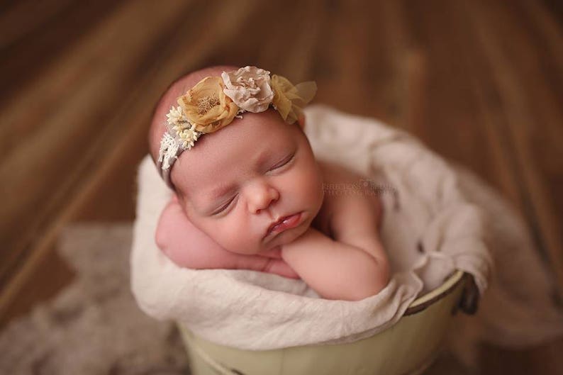Newborn Headband Newborn Photo Prop Newborn Tieback Mustard Etsy