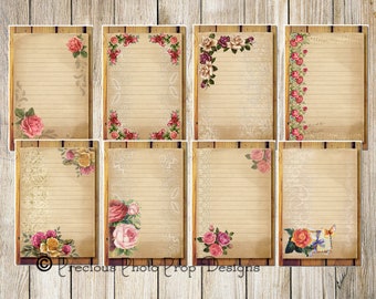 Vintage Rose Journaling Cards - Digital Download, Junk Journal Digital Journaling Cards, Digital Printable Cards, Instant Download Scrapbook