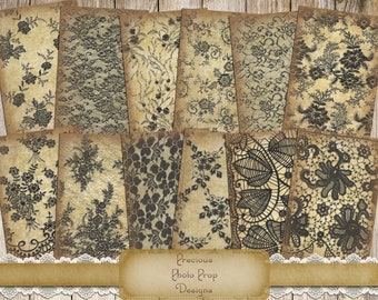 Vintage Lace Cards Ephemera Printable for Junk Journals, Digital  Journal Cards  Download for Scrapbook, Printable Collage Sheet, Black Lace