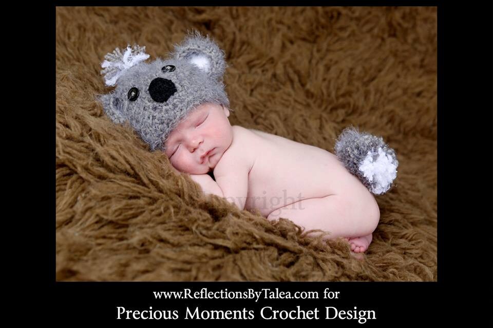 Baby Koala Bear Hat And Fluffy Tail Crochet Koala Bear Hat Etsy
