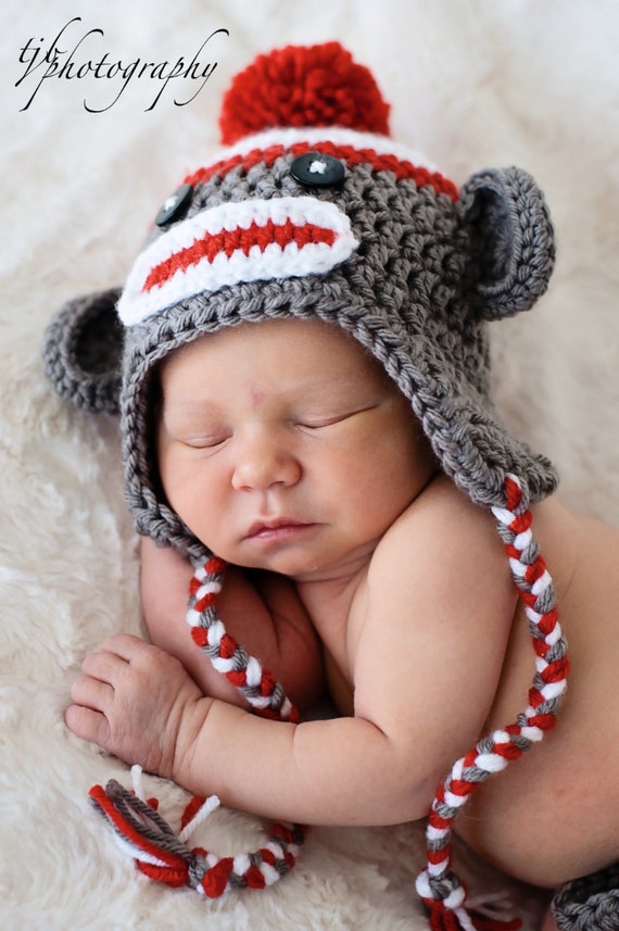 Newborn Sock Monkey Photo Prop Select Size Baby Sock Etsy