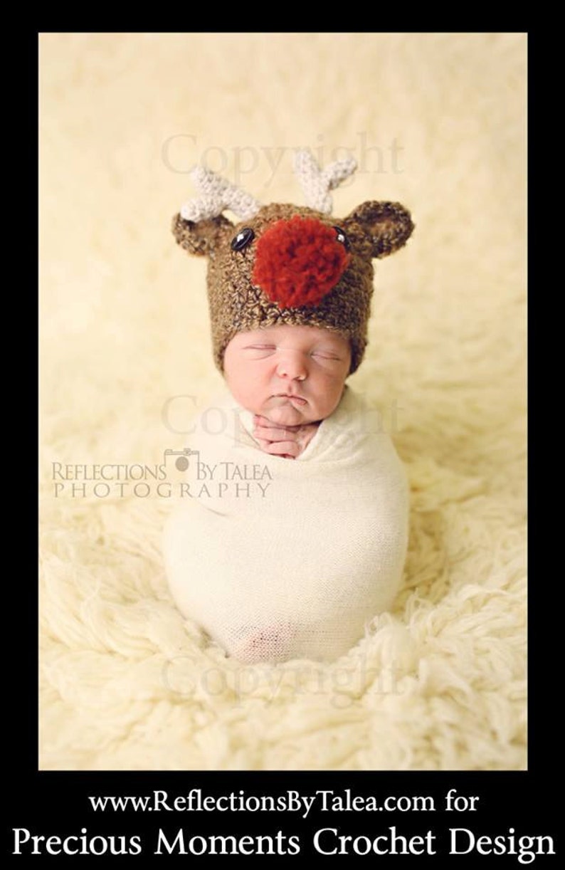 36 Month Reindeer Hat Baby Christmas Hat Baby Photo Prop Etsy