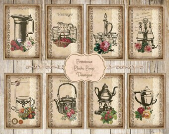 Vintage Kitchen Theme Printable for Junk Journals, Digital Printable Ephemera, Download for Scrapbook Planner, Vintage Grungy Journal Cards