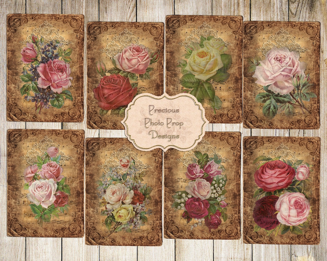 Printable for Junk Journals, Junk Journal Vintage Rose Postcards ...
