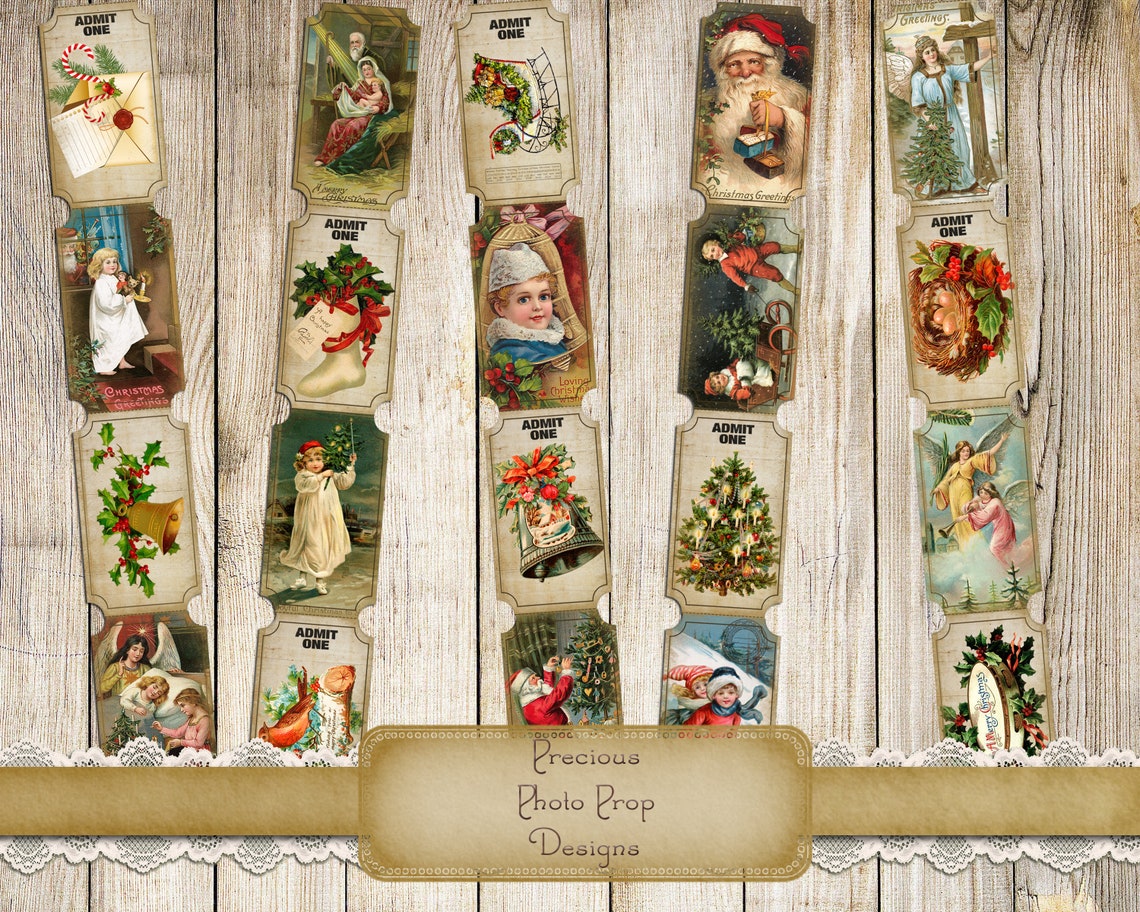 Vintage Christmas Tickets Ephemera Printable for Junk Journals - Etsy
