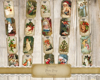 Vintage Christmas Tickets Ephemera Printable for Junk Journals Planers and Scrapbooks, Santa Angels Children Tickets, Christmas Journal